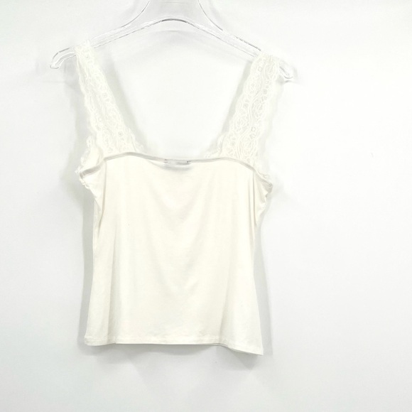 Aqua Knit Lace Trim Camisole Top in White NWT - Picture 3 of 9